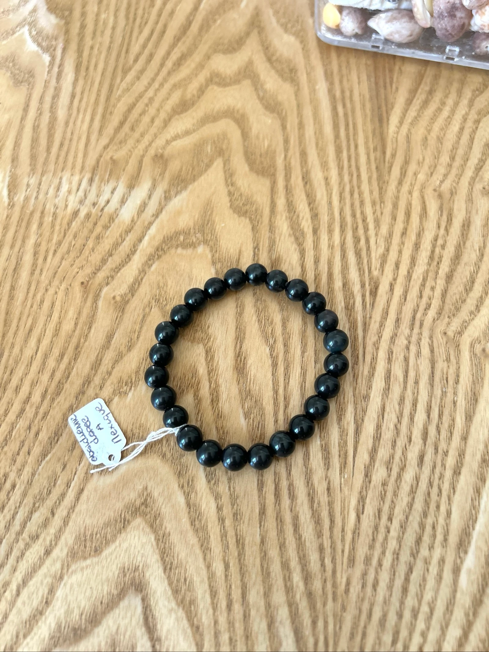 Pulseira de contas naturais obsidiana dourada cor preta – photo 2